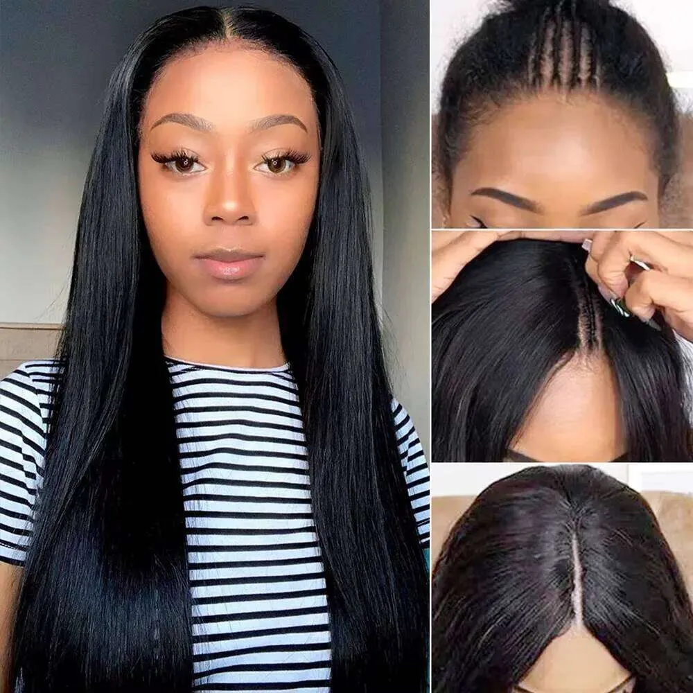 V Part 200 Density Brazilian Human Hair Natural Color Full hine Made U Shape Wig Black Women