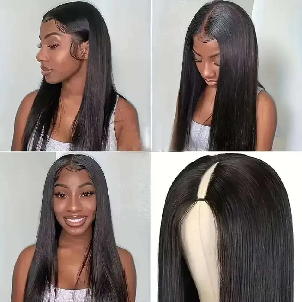 V Part 200 Density Brazilian Human Hair Natural Color Full hine Made U Shape Wig Black Women