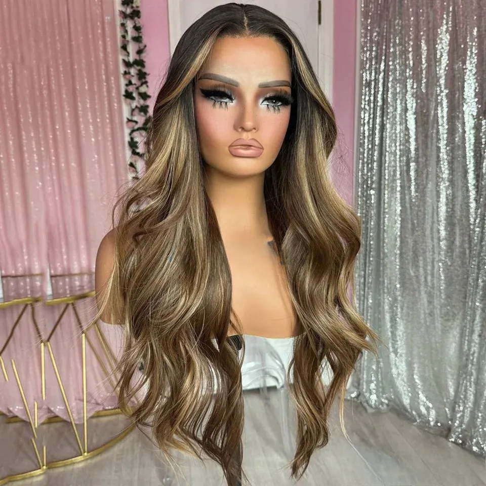 13X6 360 Lace Front Wigs For Women Highlight Balayaga Glueless Ready To Wear 13X4 Silk Top Pre Plucked High Density 