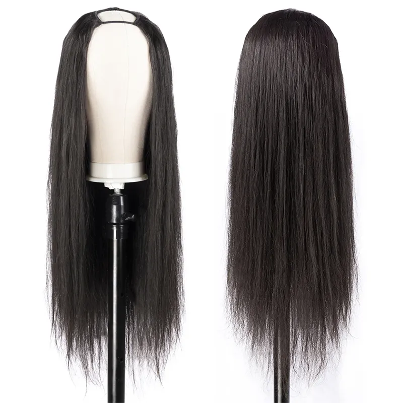 Human Hair Glueless Straight Remy U Part Wig For Women