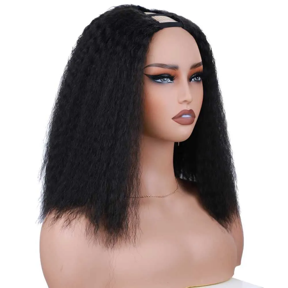 Curly Black Synthetic U Part Wig For Women