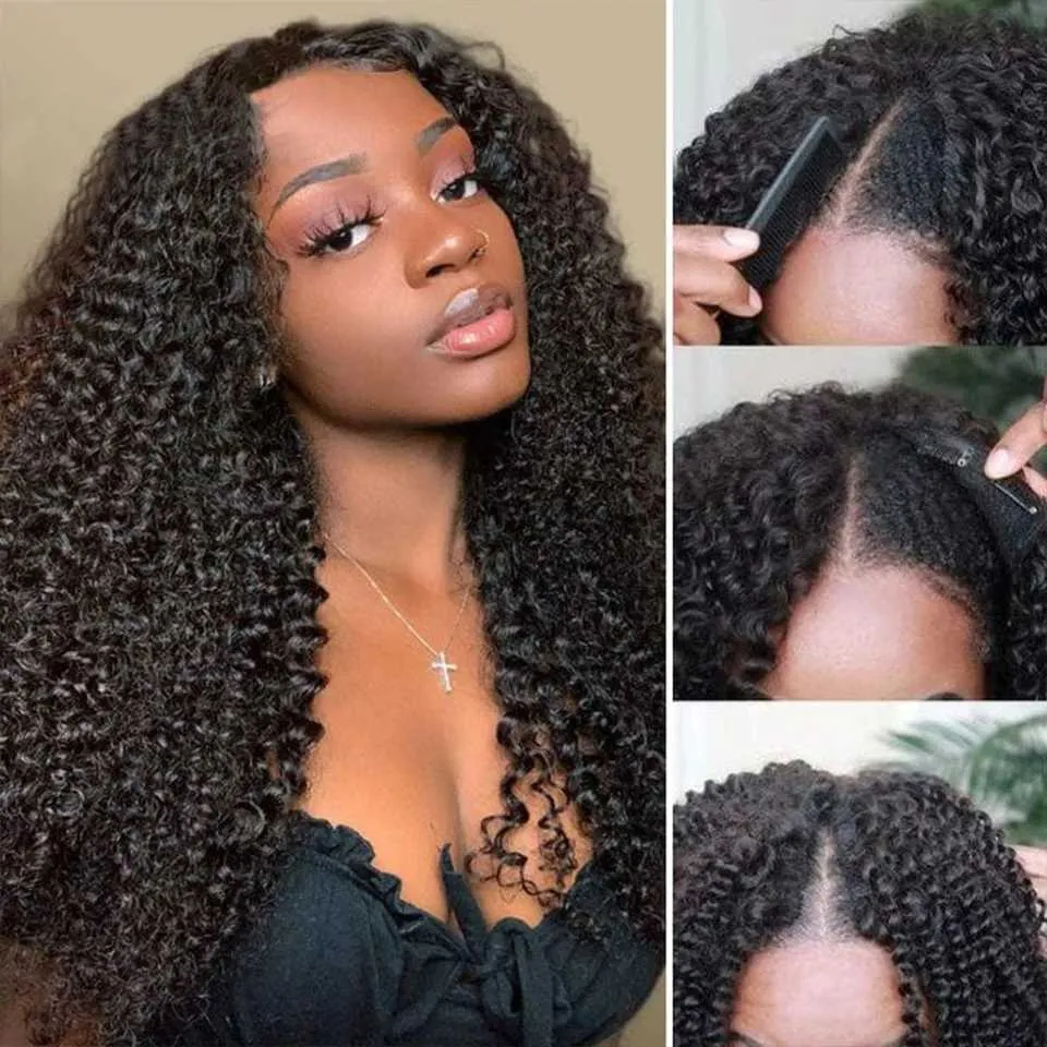 Deep Wave Black U Part Wig For Women