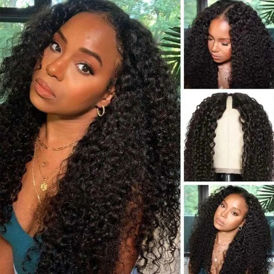 Deep Wave Black U Part Wig For Women