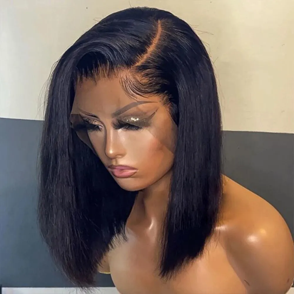 Human Hair Lace Front Straight Bob Frontal Bob Wigs For Women