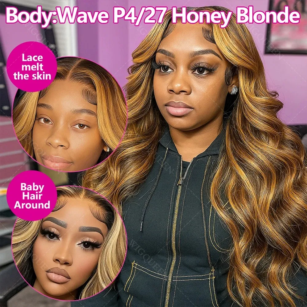  Blonde Highlight 13x6 Glueless Wigs Wear And Go Body Wave Human Hair Wig High Density 13x4