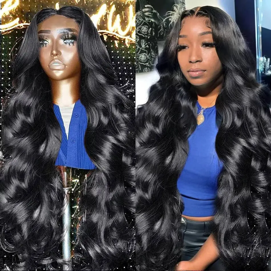 Human Hair Lace Front Glueless Body Wave Black Glueless Wigs For Women