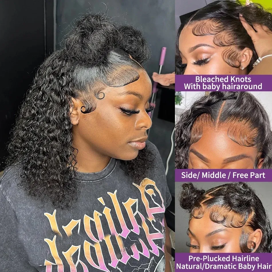 Glueless HD Lace Deep Wave Human Hair Wigs Pre Plucked Natural Curly Wigs for Women