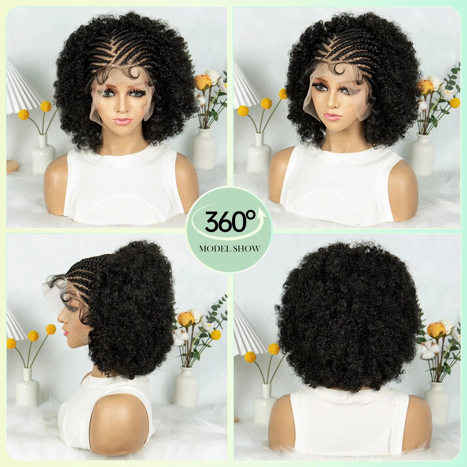 180 250 Density Afro Kinky Curly Short Bob Human Hair 13x4 Curly Lace Front Wigs