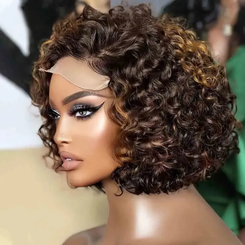  Lace Front Human Hair Wigs Short Bob Lace Wig 13x4 Deep Wave Lace Frontal Wig Synthetic Ready To Wear