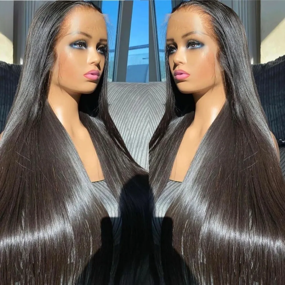 30-40 Inch 13x6 HD Lace Front Wig 200 Density Bone Straight Human Hair Wig