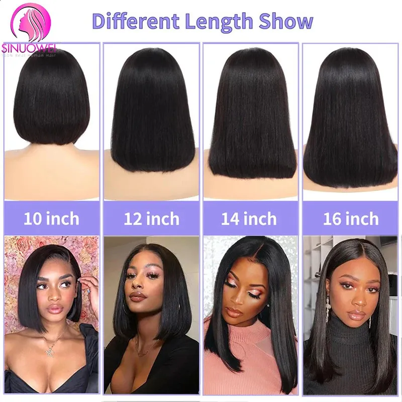 V Part Bob Wigs for Women Straight Short Human Hair Wigs Glueless