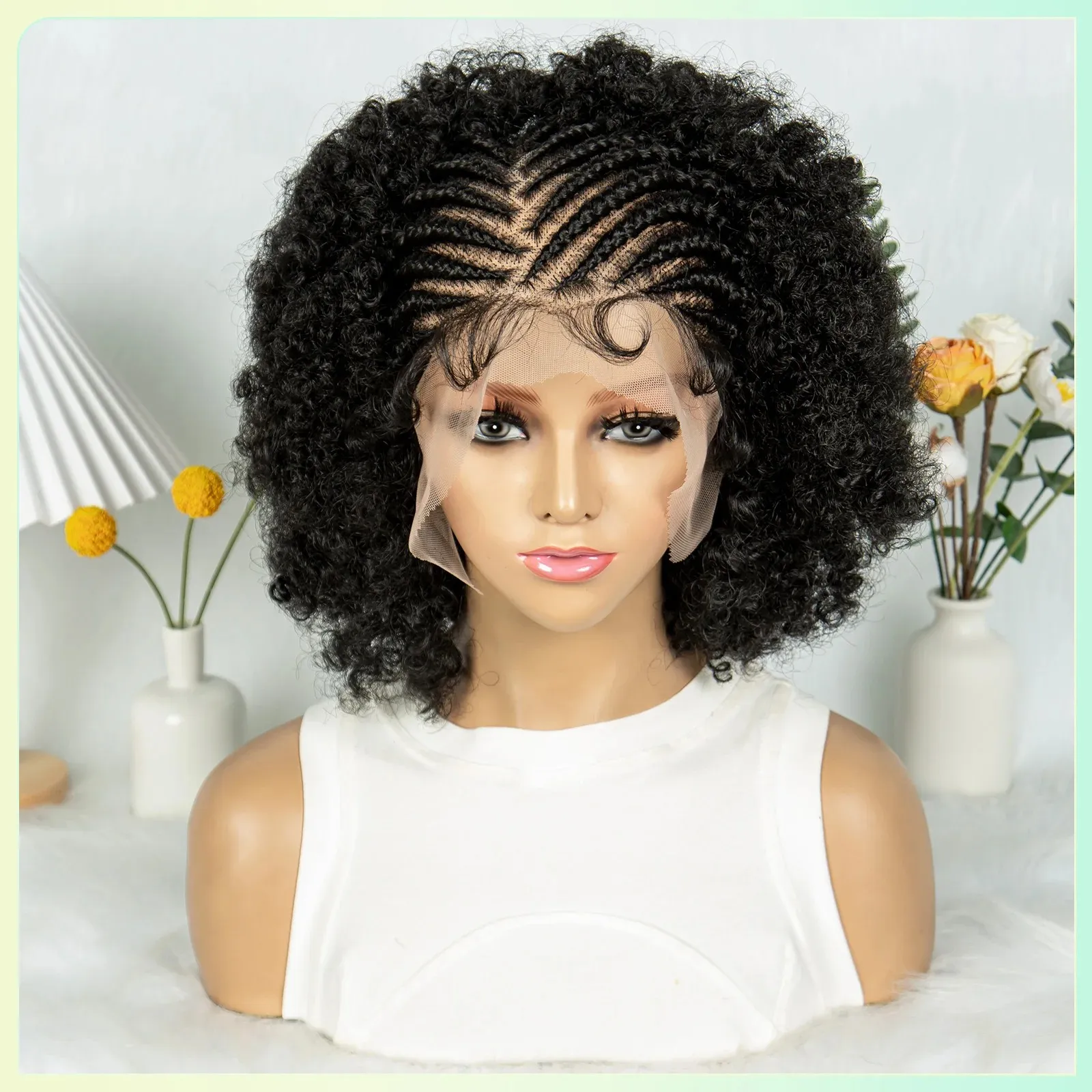180 250 Density Afro Kinky Curly Short Bob Human Hair 13x4 Curly Lace Front Wigs