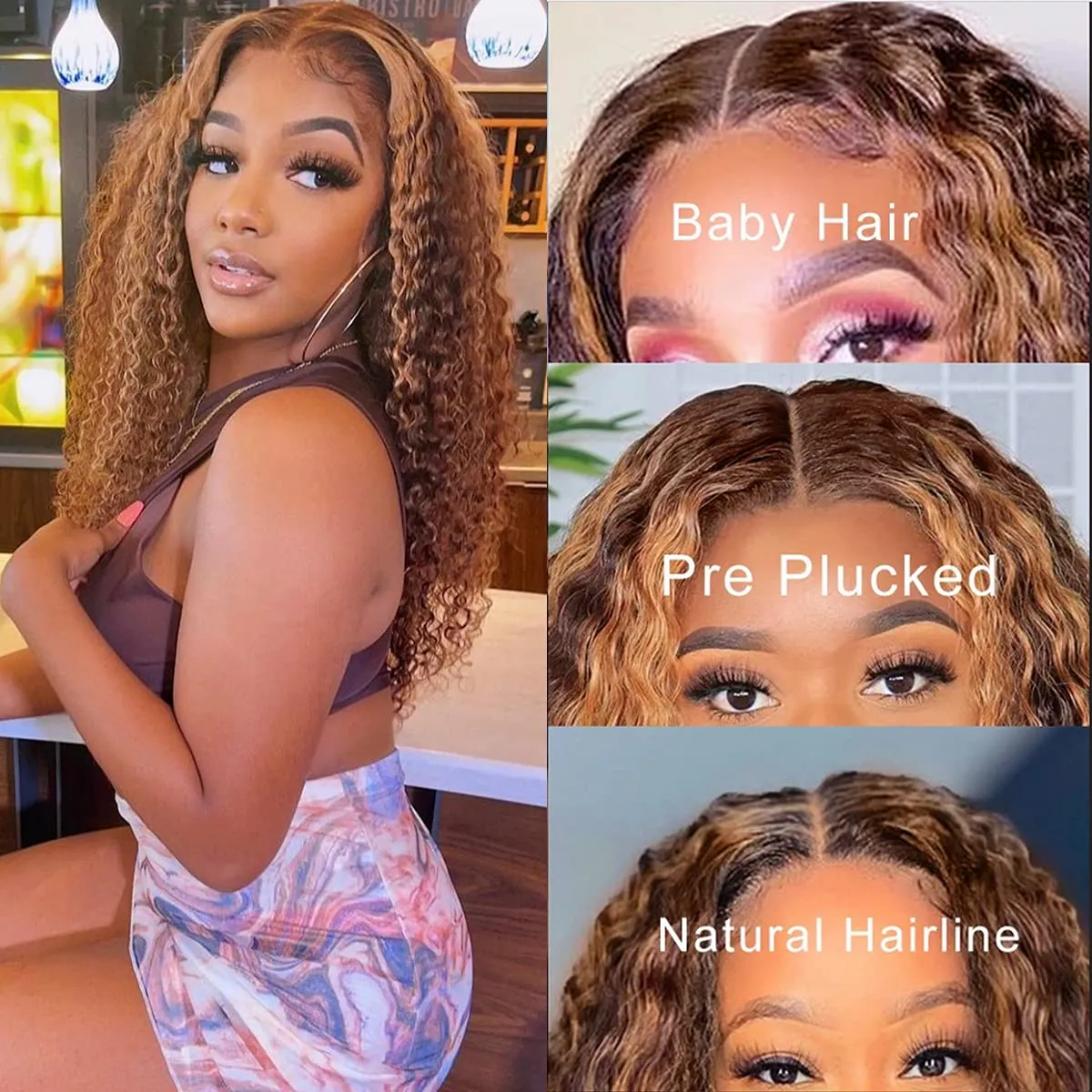 40Inch Honey Blonde Ombre Deep Wave 13x4 HD Lace Front Brazilian Human Hair Wig 250% Density