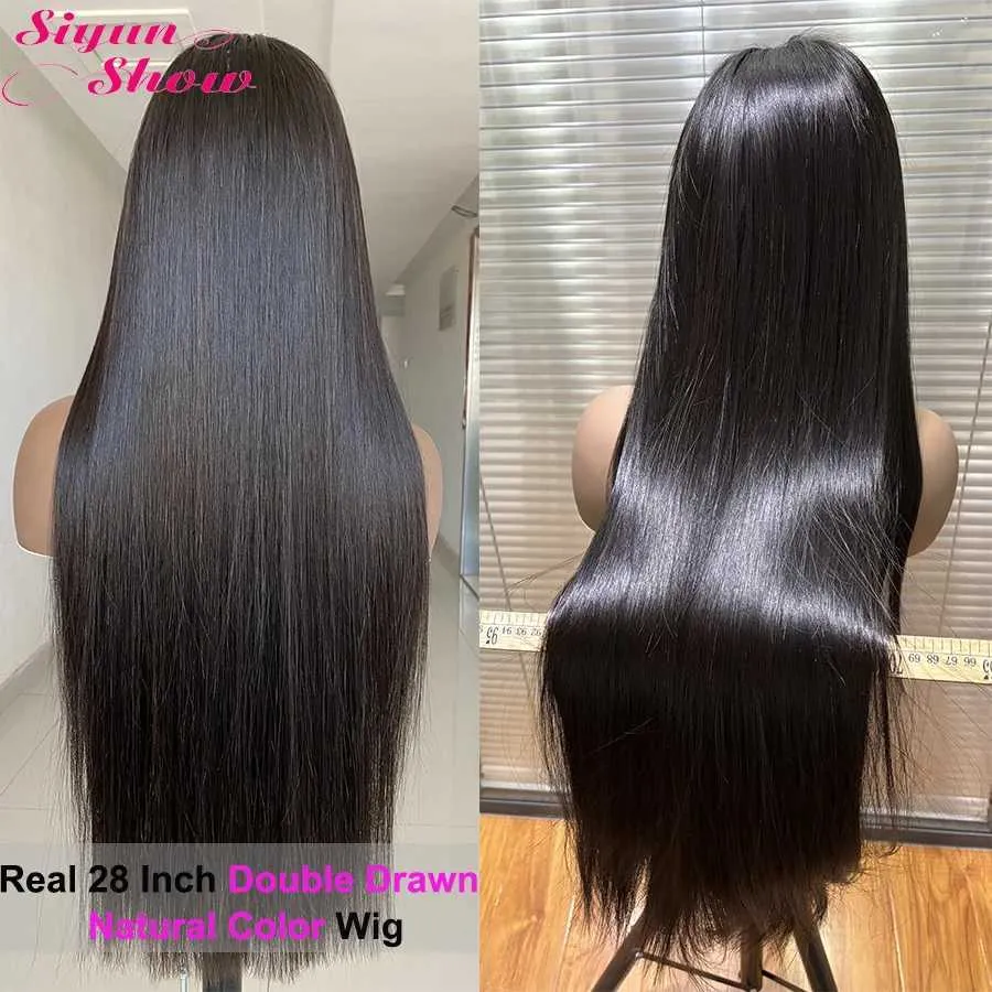 15A Super Double Drawn Bone Straight Wigs, HD Transparent Monofilament Venice Wave Long Human Hair Wigs